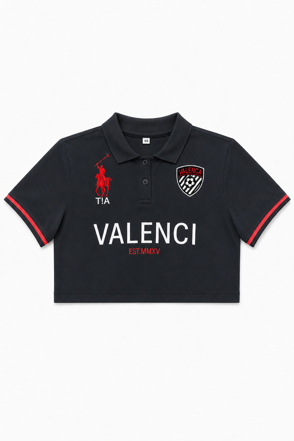 BLACK T!A CROPPED POLO